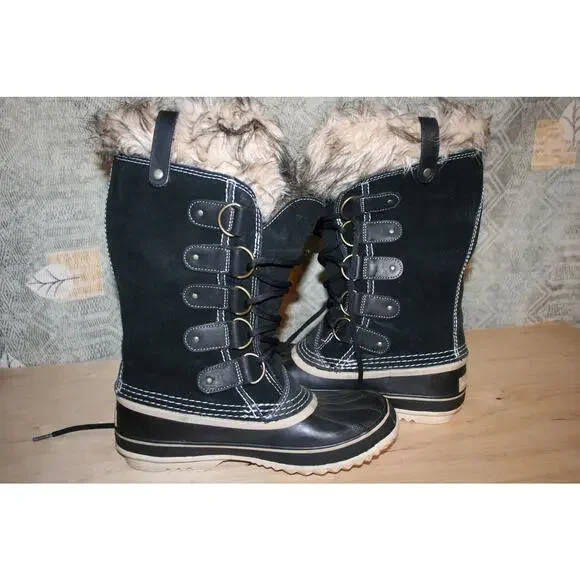 Sorel Joan of Arctic Black Leather Winter Boots 9 / 41 1/3 - Picture 5 of 7